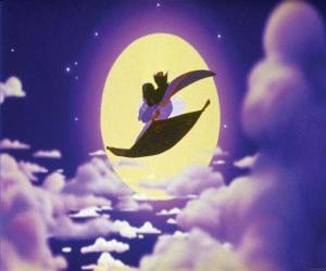 Puzzle Aladdin et la Princesse Jasmine sur le tapis volant