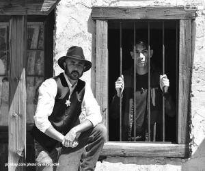 Puzzle Ancien shérif avec un chapeau de cow-boy et son étoile sur la poitrine