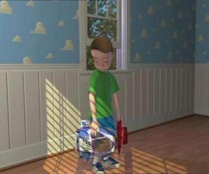 Puzzle Andy triste dans sa chambre vide pour le déménagement
