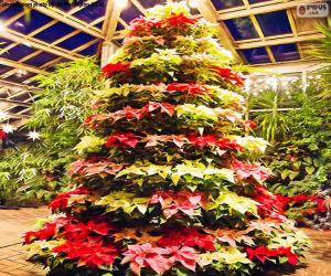 Puzzle Arbre de Noël à partir de poinsetties