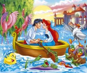 Puzzle Ariel, la Petite Sirène, et le Prince Éric dans une romantique promenade en bateau