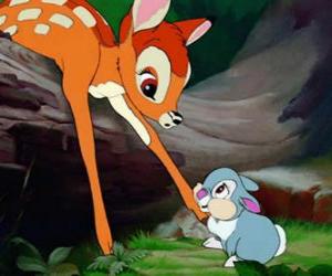 Puzzle Bambi et Pan-Pan à jouer dans les bois