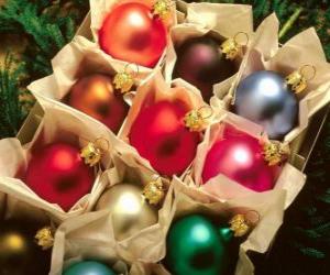 Puzzle Bolas navideñas de colores