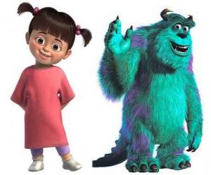 Puzzle Boo et Sulley, une jeune fille humaine et un gros monstre, de grands amis