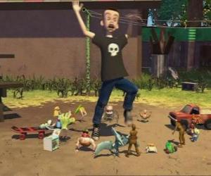 Puzzle Buzz Woody sauve voisin Sid Andy avec l'aide de ses jouets.