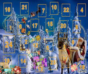 Puzzle Calendrier de l'avent, un compte à rebours à partir de Décembre 1 jusqu'à la veille de Noël, 24 Décembre. Tradition d'origine allemande