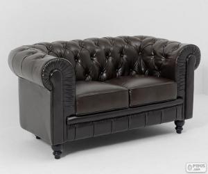 Puzzle Canapé, sofa ou divan avec deux places en cuir rembourré