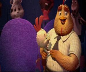 Puzzle Chicken Little avec son père Buck Cluck dans le cinéma que le film terminé