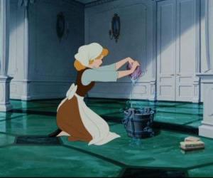 Puzzle Cinderella frotter le plancher