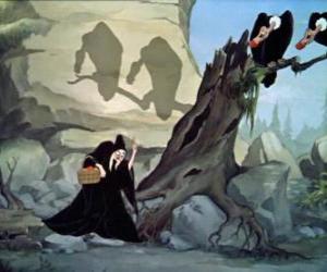 Puzzle Deux vautours montre la reine, quand il rentre chez lui des nains