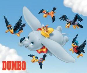 Puzzle Dumbo, le petit éléphant, de vol avec ses grandes oreilles comme des ailes