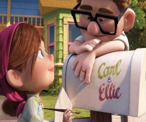 Puzzle Ellie peindre les boîtes aux lettres à son domicile, sous le regard d'un jeune Carl Fredricksen