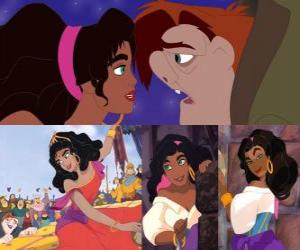 Puzzle Esmeralda, la belle bohémienne qui se lie d'amitié Quasimodo et lui montre que son âme est vraiment beau