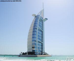 Puzzle Hôtel Burj-Al-Arab, hôtel de luxe, un bâtiment de 321 mètres sur une île artificielle, Dubai, Émirats arabes unis
