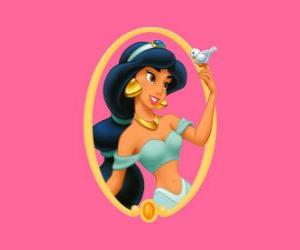 Puzzle L'amour Princesse Jasmine avec un oiseau dans la main