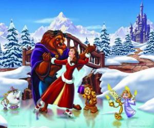 Puzzle La Belle et la Bête dans la célébration de Noël