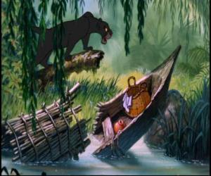 Puzzle La pantera Bagheera trouve perdu dans la forêt à un bébé, Mowgli