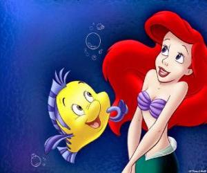 Puzzle La Petite Sirène Ariel parle à son ami le poisson Flounder