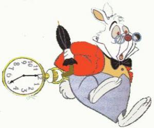 Puzzle Le Lapin Blanc avec un gilet et une montre de poche