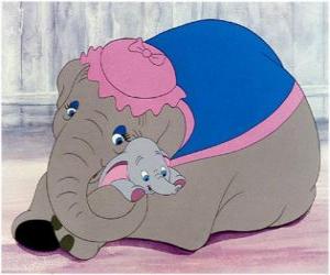 Puzzle Le petit Dumbo avec sa mère