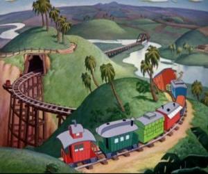 Puzzle Les changements de cirque ville et se déplace sur ce train