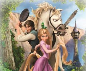 Puzzle Les protagonistes de l'histoire de Disney autour de la princesse Raiponce