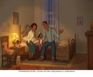 Puzzle Little Tiana Eudora avec sa mère et son père James
