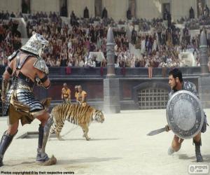 Puzzle Lutte entre deux gladiateurs dans l'amphithéâtre