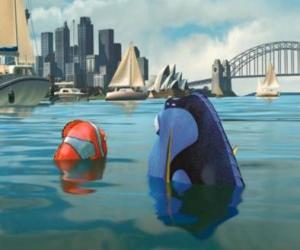 Puzzle Marlin et Doris à leur arrivée au port de Sydney