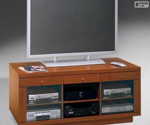 Puzzle Meuble bas avec tiroirs ou de la poitrine de tiroirs pour la télévision