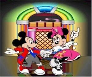 Puzzle Mickey et Minnie danse rock and roll