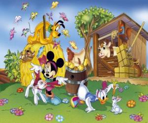 Puzzle Minnie et Daisy dans le domaine de soigner les animaux observés par Pluton