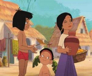 Puzzle Mowgli et Shanti, son ami dans le village