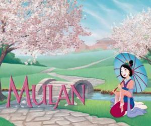 Puzzle Mulan en marchant très élégant avec un parasol