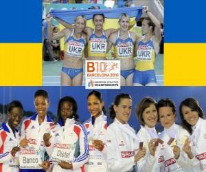 Puzzle O. Povh, N. Pohrebniak, M. Bactériémie et Y. champions 4x100m Bryzhina, M. Soumaré, V. Mang, L. Et C. Jacques-Sébastien Arron (2os) M. Popowicz D. Korczyńska, M. Jeschke et W. Wedler (3ème partie) Championnats d'Europe d'athlétisme Barcelona 201