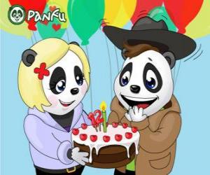 Puzzle Penny apporte un gâteau pour fêter son anniversaire Max