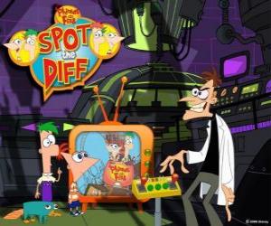 Puzzle Phineas et Ferb Perry avec votre animal de compagnie dans le laboratoire du Dr. Heinz Doofenshmirtz
