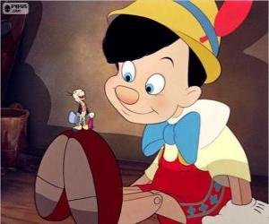 Puzzle Pinocchio à côté de son ami et conseiller Jiminy Cricket