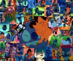 Puzzle Plusieurs photos de Lilo et son étrange chien, Stitch
