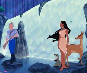 Puzzle Pocahontas et John Smith dans la rivière