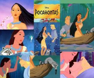 Puzzle Pocahontas, la fille du chef Powhatan, qui tombe en amour avec le capitaine John Smith.