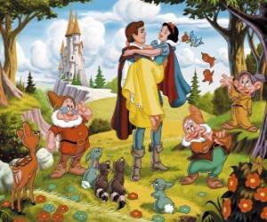 Puzzle Princesse Blanche-Niege dans les bras du Prince