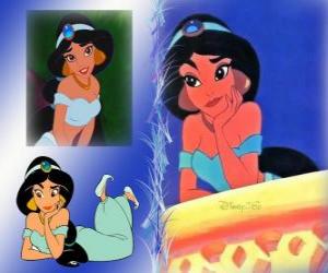 Puzzle Princesse Jasmine pensée de son amant Prince Aladdin