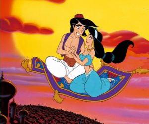 Puzzle Princesse Jasmine sur le tapis volant d'Aladdin