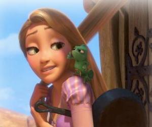 Puzzle Princesse Raiponce avec son ami, le caméléon Pascal