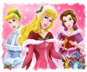 Puzzle Princesses Disney: La Belle au bois dormant, Cendrillon, et  La Belle Noël détails