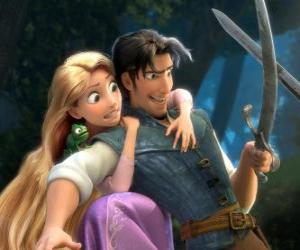 Puzzle Raiponc et Flynn dans une de ses aventures