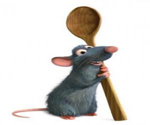 Puzzle Rémy, le rat cuisinier qui aspire à être un chef avec une cuillère de cuisine