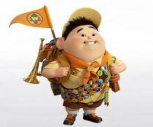 Puzzle Russell, l'aventurier avec son sac à dos rempli de tout ce qui est nécessaire