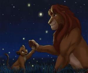 Puzzle Simba avec son père Mufasa, le Roi Lion